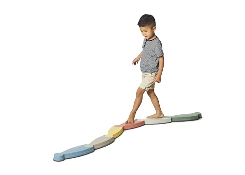 Gonge - Set di Bilanciamento 'Fiume' su Bastone e Pietra - 7 Pezzi - Età 2-8 Anni