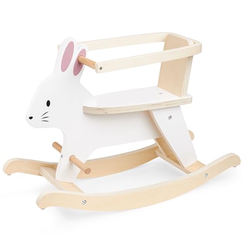 Mamabrum Coniglietto a dondolo in legno 18m+, giocattolo a dondolo con sponde per bambino, bambina,...