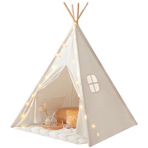 Tenda per Bambini, Tenda Gioco Bambini con Coperta & Fata Luci & Borsa di tela- Tende Indiana Bambini per...