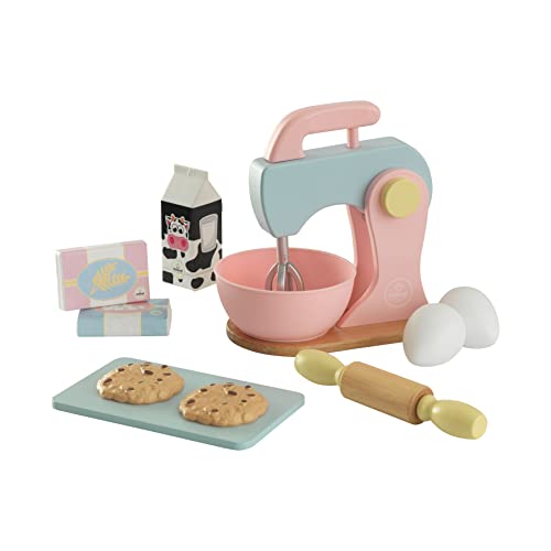 KidKraft Set Pasticceria Giocattolo Pastello con Impastatrice in Legno, Set Mini Elettrodomestici con...