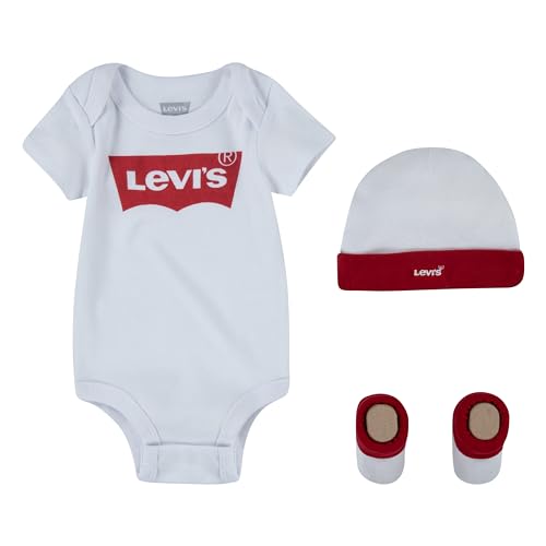 Levi's Classic Batwing Infant Hat Bodysuit Bootie Set 3Pc, Tutina per bambino e neonato Unisex - Bimbi...