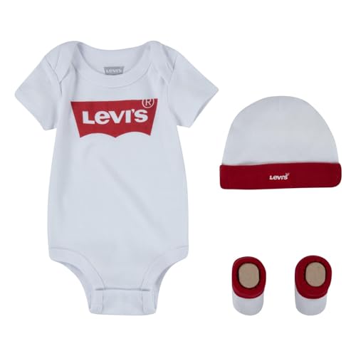 Levi's Classic Batwing Infant Hat Bodysuit Bootie Set 3Pc, Tutina per bambino e neonato Unisex - Bimbi...