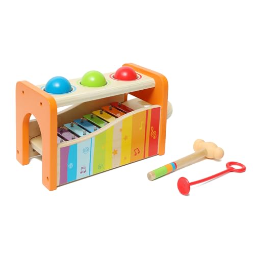 Hape Pound & Tap Bench with Slide-Out Xylophone by Hape , Award-Winning Durable Wooden Musical Pounding...
