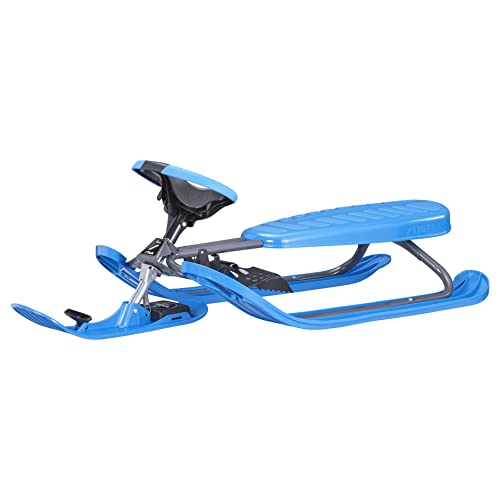 STIGA Snowracer Curve - Slittino da Neve con Volante e Freno per Bambini dai 7 Anni - Blu/Grigio