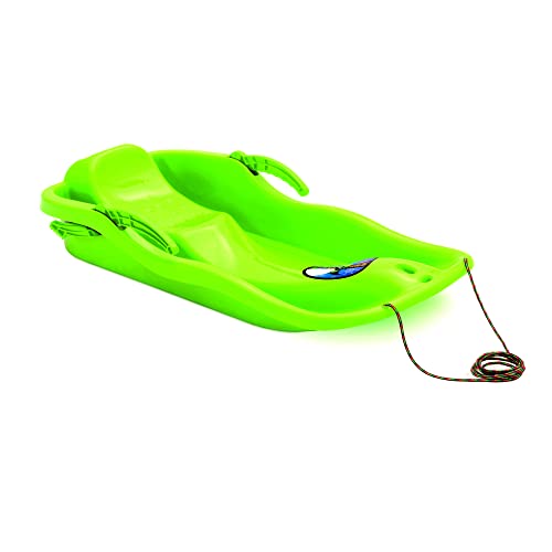 HAC24 Slittino per bambini con corda di trazione, in plastica, per bambini, con slitta da neve (verde)