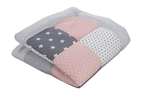 Tappeto per neonato ULLENBOOM ® rosa, grigio (100x100 cm, ideale come copertina per la carrozzina,...