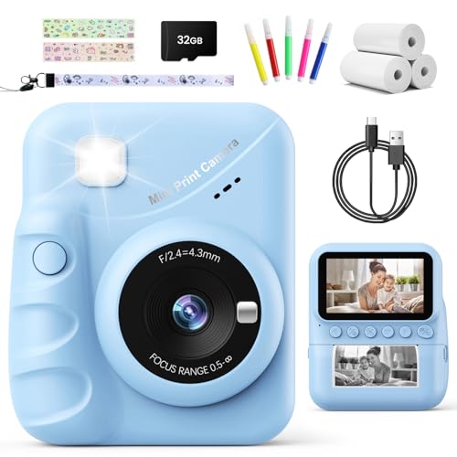 TIATUA Macchina Fotografica Bambini Istantanea, 3.0 Pollici 48MP Fotocamera Digitale Bambini con 32GB...