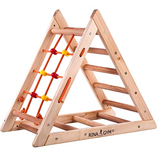 Triangolo da arrampicata per bambini, struttura in legno, scaletta, rete da gioco, parco giochi, torre da...