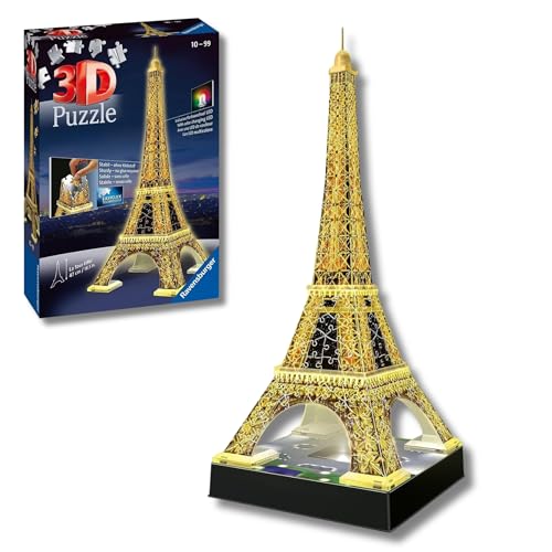 Ravensburger - Puzzle 3d Tour Eiffel LED | Puzzle 3d Per Adulti E Bambini A Partire Dagli 10 Anni |...