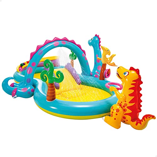 Intex 57135NP - Piscina Gonfiabile Play Center Dinoland, Vinile, Multicolore, 302x229x112 cm