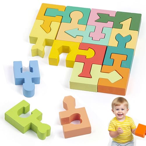 Guopai Puzzle di Legno per Bambini, Gioco Montessori per Bambini 2 Anni, Blocchi di Costruzione...