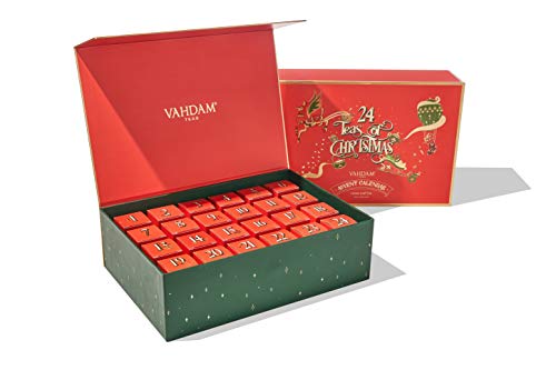 VAHDAM, Set regalo per il tè di Natale- 500g | Lussuosa confezione regalo con 24 tè sfusi assortiti |...