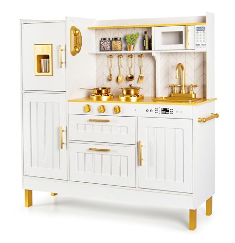 Leomark Cucina in legno per bambini GOLD - cucina giocattolo con accessori, gioco e divertimento in uno,...