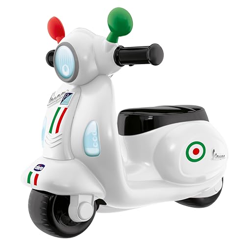 Chicco Vespa per Bambini Primavera Bianca, Moto Giocattolo Cavalcabile con Pannello Elettronico, Luci e...