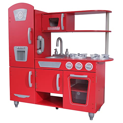 Kidkraft 53173 Cucina Giocattolo in Legno per Bambini Vintage con Telefonino Incluso, Rosso