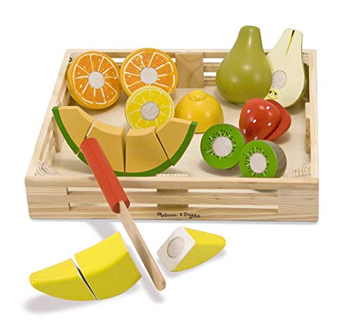 Melissa & Doug - Frutta in Legno da Tagliare| Include 17 Pezzi e Coltello in Legno | Gioco Educativo |...