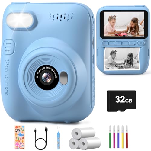 Macchina Fotografica Bambini Istantanea,Hangrui 3,0 Pollici Fotocamera Istantanea Bambini con 32GB...