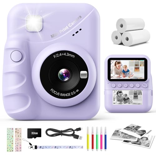 CalineGam Macchina Fotografica Bambini Istantanea, 3,0'' Schermo HD 48MP Fotocamera Digitale Bambini con...