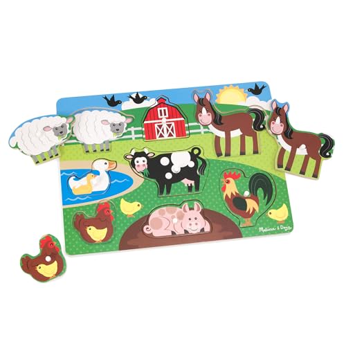 Melissa & Doug Puzzle in Legno per Bambini - Fattoria degli Animali, Giochi a Incastro Montessori...