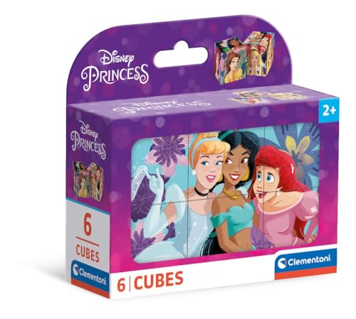 Clementoni Princess-6 Pezzi Bambini 2 Anni, Cartoni Animati, Cubi, Puzzle Disney, Made In Italy,...
