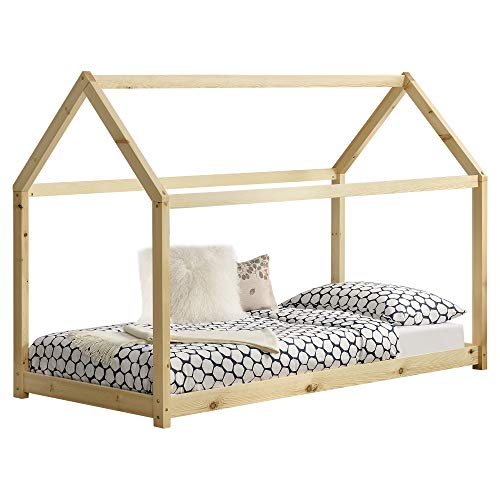 [en.casa] Letto per Cameretta a Forma di Casetta Letto per Bambini Adolescenti Struttura in Legno di Pino...