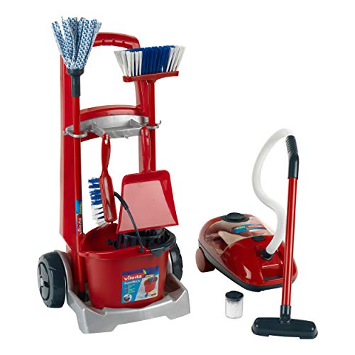 Theo Klein 6742 Vileda Broom Trolley I With lots of Accessories I Battery-Powered Vacuum Cleaner with...