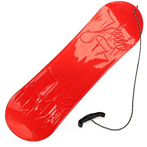 com-four® Slittino neve Rosso - Scivolo da Pista snowboard in Rosso - snowboard Fune e Maniglia -...