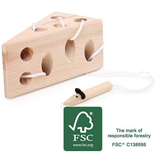 Small Foot infilare Formaggio e Topo in Legno Certificato FSC 100%, Il Classico Gioco per la motricità...