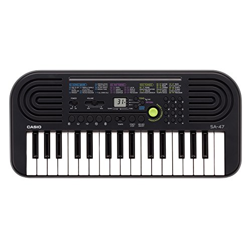 Casio Musical Instruments SA-47 - Mini tastiera elettronica polifonica ad 8 Voci e 32 tasti, Nero/Grigio