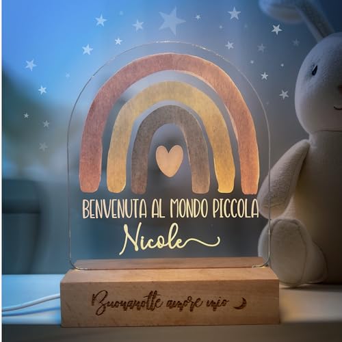 Pixel® Lampada personalizzata con nome luce notturna per bambini bambina neonato con animali Idea regalo...