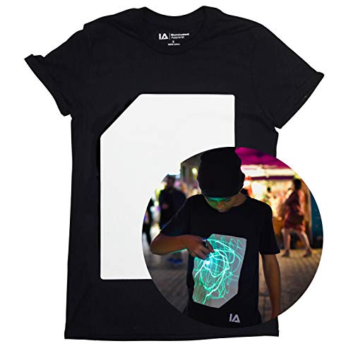 Illuminated Apparel T-Shirt Fluorescente Interattiva (Nero/Verde, 9-11 Anni)
