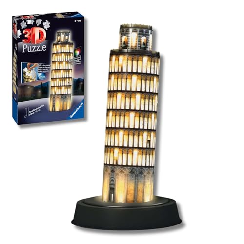 Ravensburger - Puzzle 3d Torre Di Pisa LED | Puzzle 3d Per Adulti E Bambini A Partire Dagli 8 Anni |...