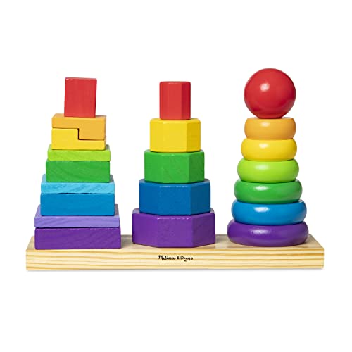 Melissa & Doug Impilatore Geometrico, Giocattoli per lo sviluppo, Giocattolo di legno impilabile per...