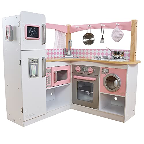 KidKraft Grande Gourmet Cucina Giocattolo ad angolo in legno con accessori per pentole e telefono...