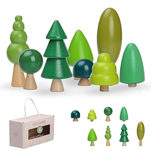 Confezione da 8 Giocattoli per Alberi in Legno per Bambini, Alberi di Dimensioni Assortite Decorazione...