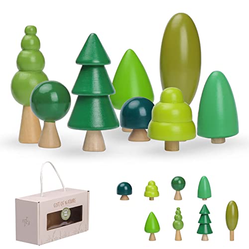 Confezione da 8 Giocattoli per Alberi in Legno per Bambini, Alberi di Dimensioni Assortite Decorazione...