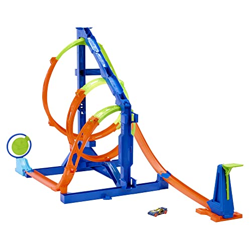 Hot Wheels - City Caserma dei Pompieri con Super Loop, con 1 macchinina, ascensore azionato manualmente,...