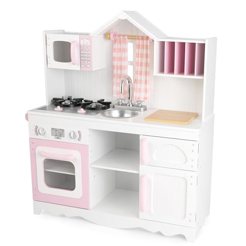 KidKraft Cucina Giocattolo in Legno Modern Country per Bambini con Tende vere, Giochi per Bambini 3+...