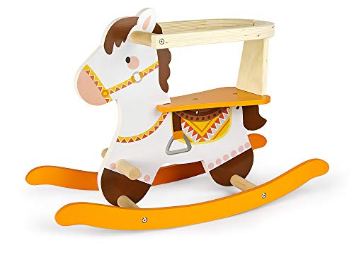 Leomark cavallo a dondolo in legno 29,5cm x 70cm x 48cm (LxPxA) cavalcabile animale per bambini con...