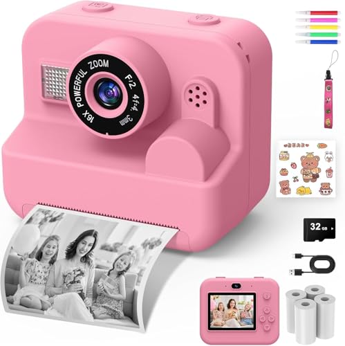 Macchina Fotografica Bambini Istantanea - 1080P 2.4' Selfie Fotocamera Bambini con Carta da Stampa e 32GB...