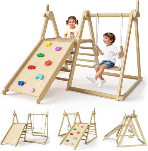 STYPLZ Strutture da Arrampicata per Bambini da Interno, Struttura da Arrampicata Pieghevole 5 in 1 con...