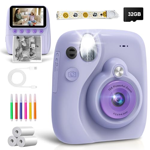 Grutoly Macchina Fotografica Bambini Istantanea, Fotocamera Istantane con Schermo da 3,0 Pollici da 48MP...