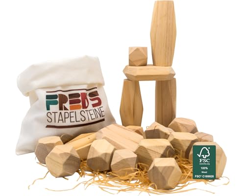 NatureXcaps Fred's - Pietre impilabili, giocattolo Montessori, pietre di bilanciamento per bambini,...