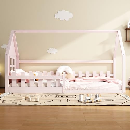 Idemon Letti piano, culle per bambini, modelli di casa, con protezione anticaduta e doghe stabili, senza...