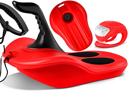 KESSER® Slittino Bob Snowbob Alpina con luce a LED con corda di trazione, slittino per bambini, slittino...