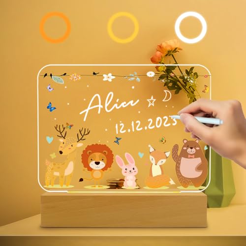 WYDCAA Lampada da notte personalizzata per bambini - Lampada da comodino con nome e data di nascita...