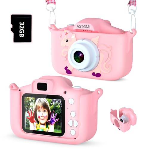 ASTGMI Macchina Fotografica Bambini, 12MP Mini Ricaricabile Fotocamera Digitale Bambina Videocamera...