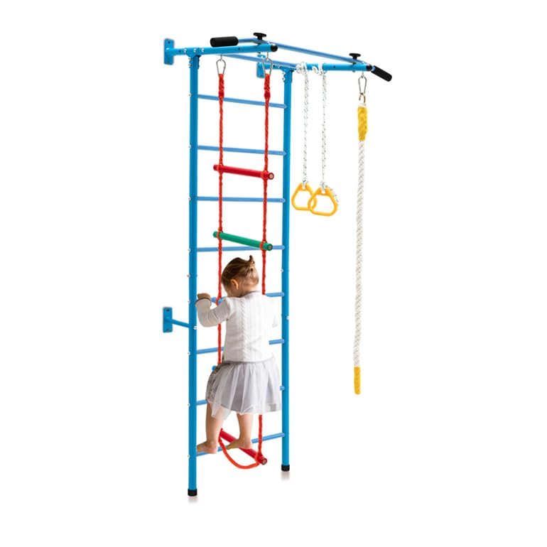 LIFEZEAL scala da arrampicata per bambini con barra di trazione, anelli, scala di corda, altalene, parete...