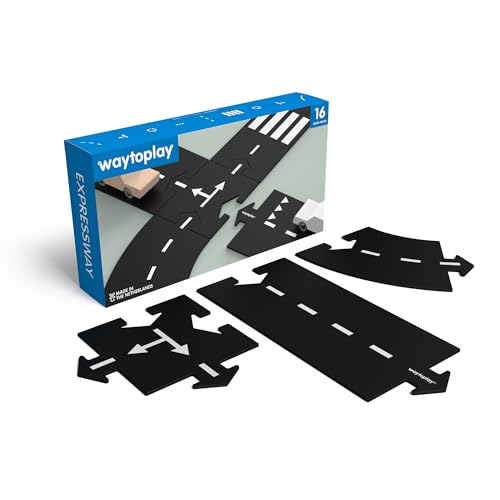 waytoplay- Schnellstraße Car Play Superstrada, La Strada Flessibile, Colore Nero con Strisce Bianche, 27...