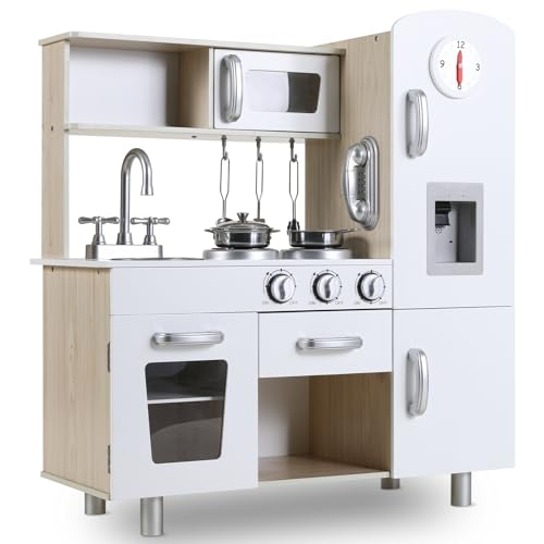 Cucina Legno per Bambini, Cucina Giocattolo per Bambini, Cucina per Bambini in Legno 81x74x30 cm, con...